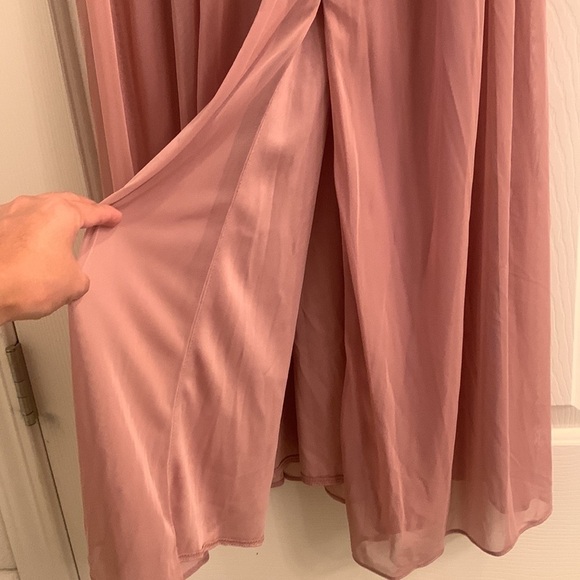 Azazie bridesmaids chiffon evening formal dress pink mauve blush Junior 16/XS - Picture 6 of 8